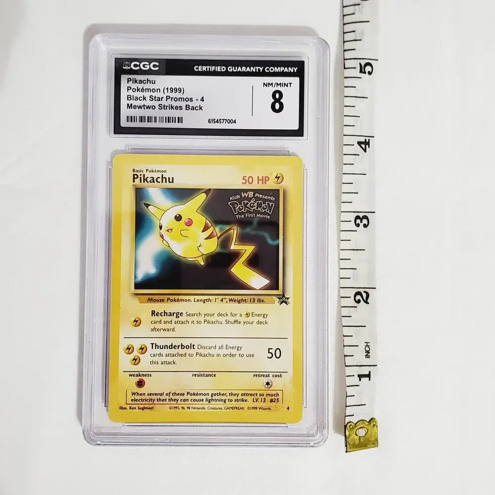 LNew-Vintage '99 Pikachu: Black Star Movie Promo Pokemon CGC Graded 8 EXMT+